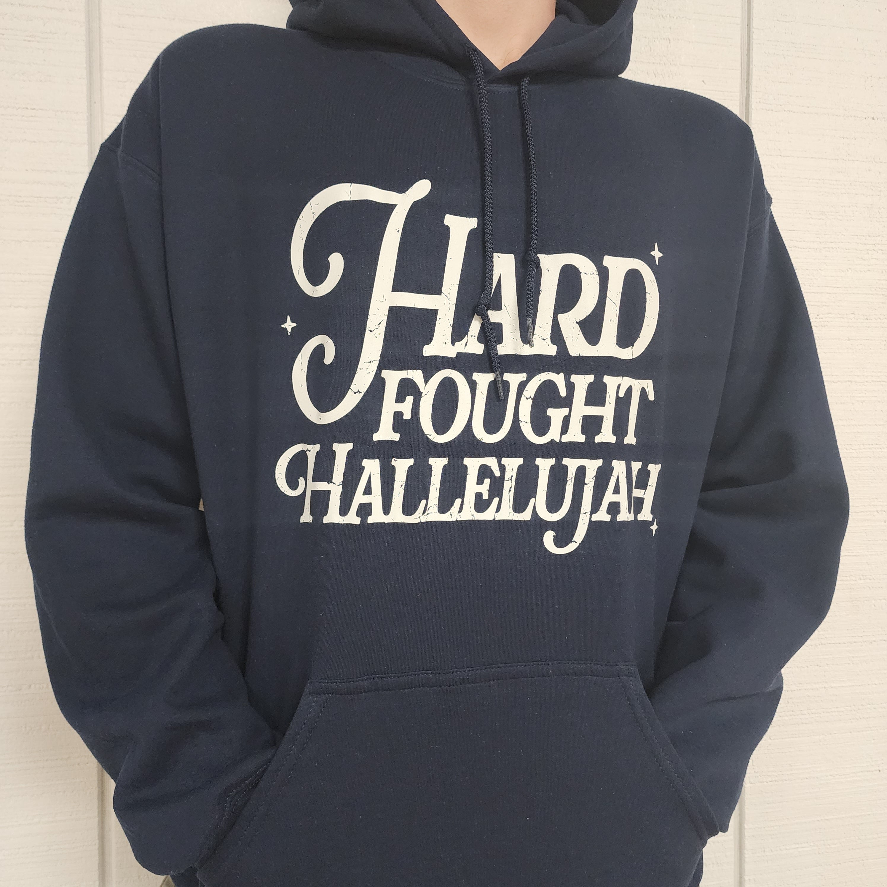 Hard Fought Hallelujah Hoodie (Navy Blue)